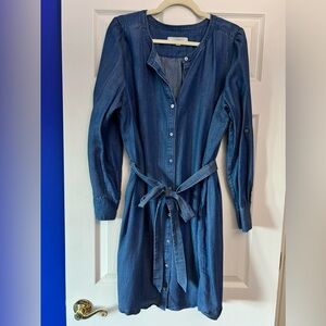 LOFT Chambray Belted Shirt Dress - XL